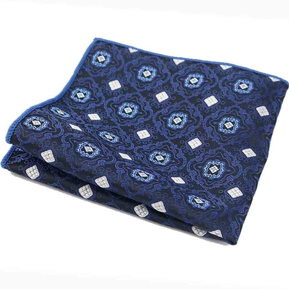 Gascoigne Other - Gascoigne Pocket Square Navy White Men's